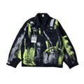 Random Paint Splattered Black Denim Jacket (Size Large) Boxy Fit — SOLD