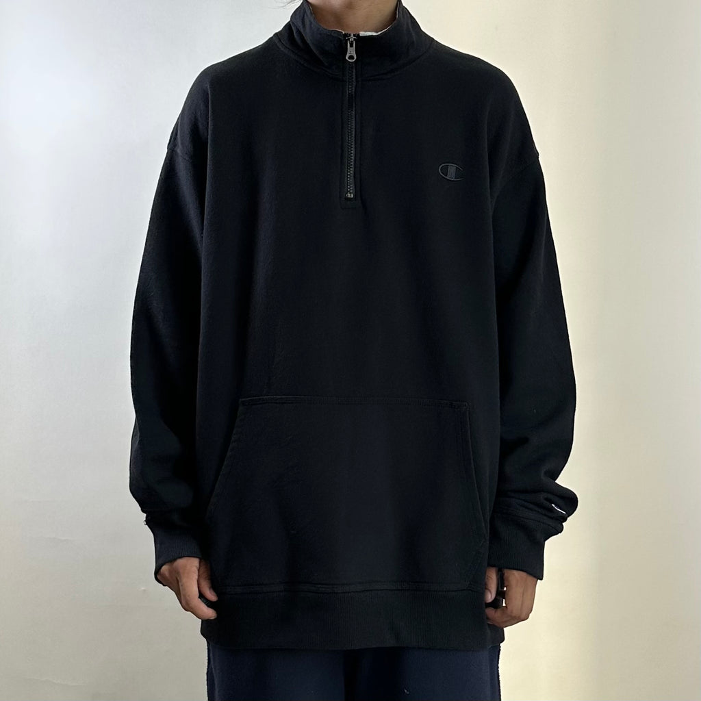 Champion Half-Zip Sweatshirt Black Size XL