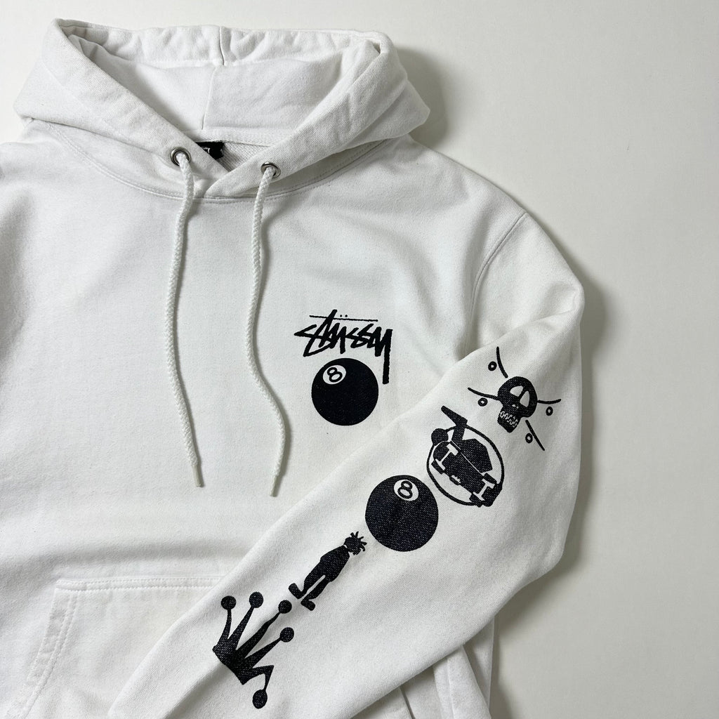Stussy Been Trill 8 Ball Hoodie Jacket in White (Size Medium)