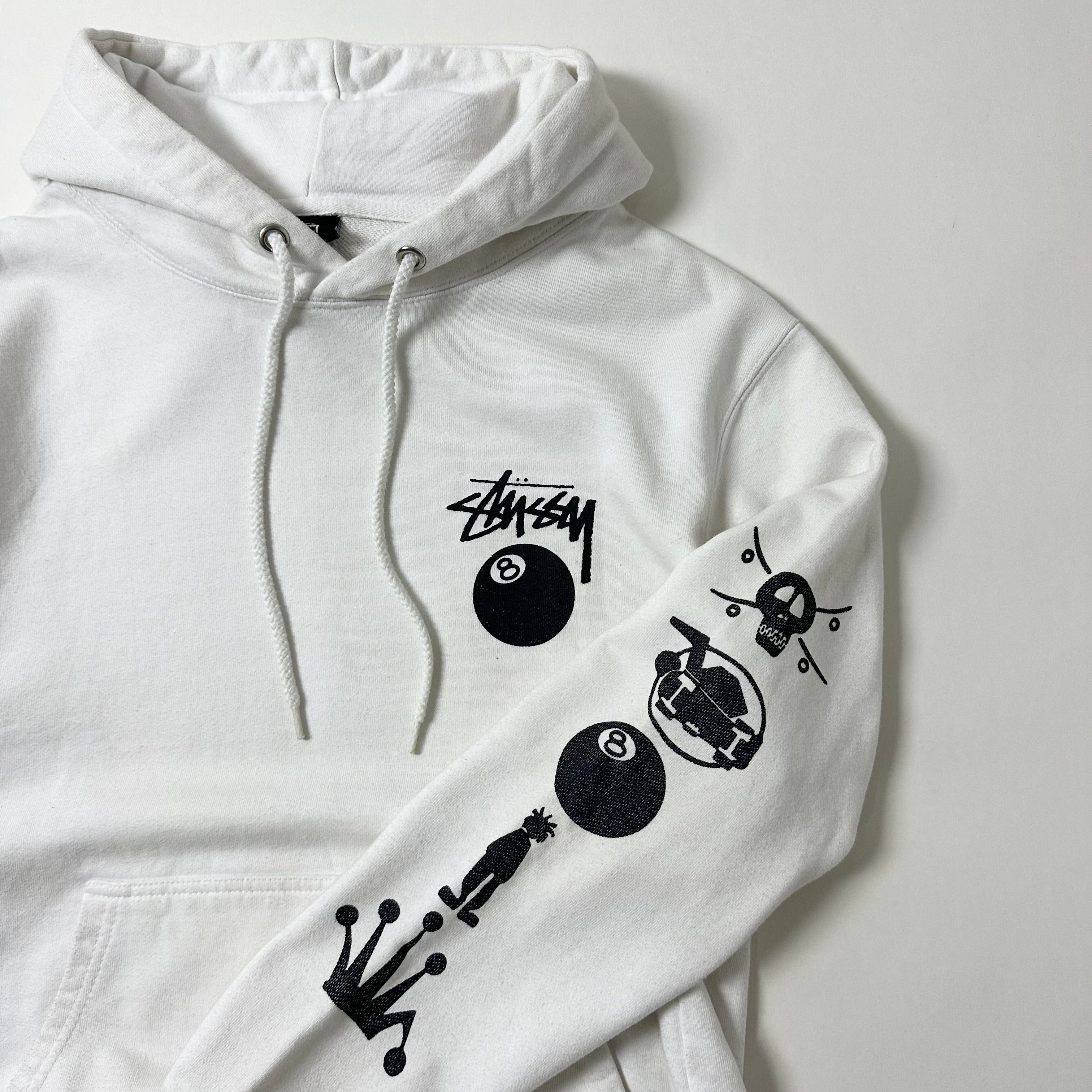 Stussy Been Trill 8 Ball Hoodie Jacket in White (Size Medium)