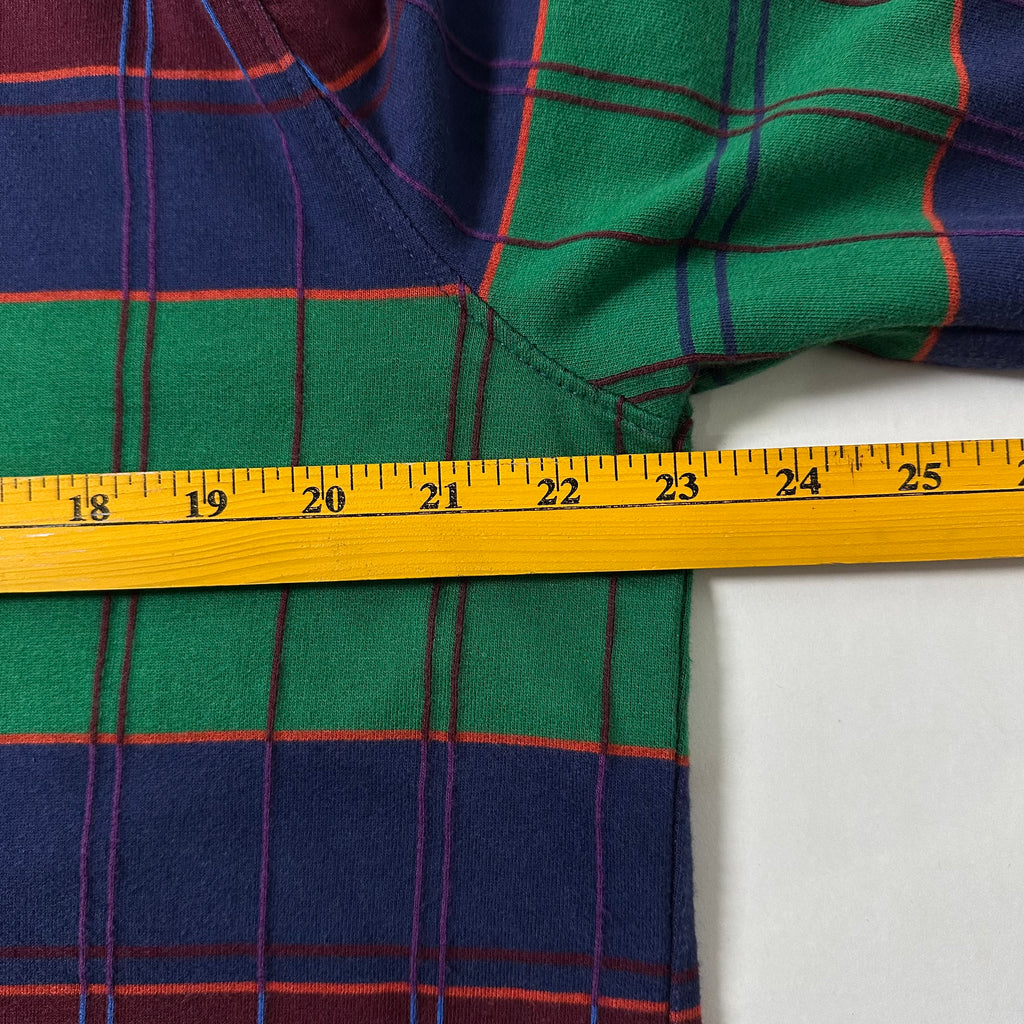 Stussy Plaid Long sleeve Polo with  an Embroidered Chest Logo (Size Large)