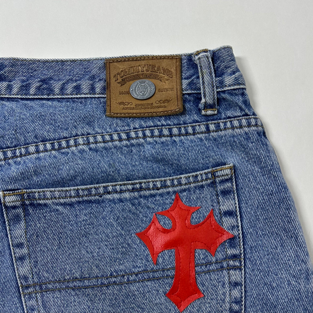 Tommy Hilfiger Denim Jorts with Customize Cross Patches (Size 38) - SOLD