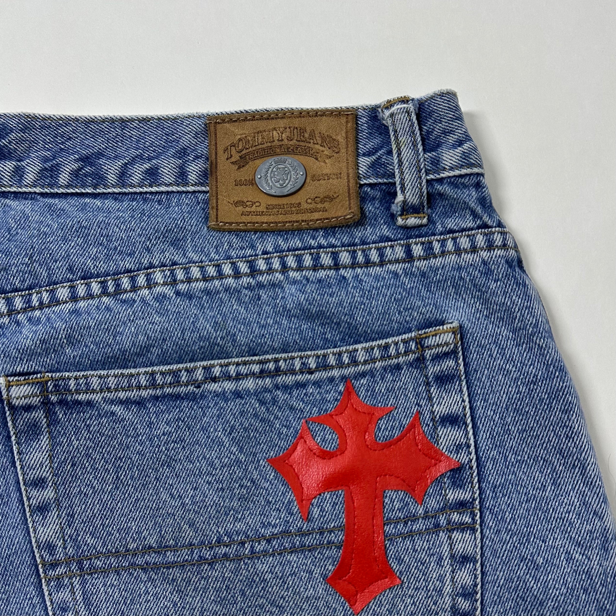 Tommy Hilfiger Denim Jorts with Customize Cross Patches (Size 38) - SOLD