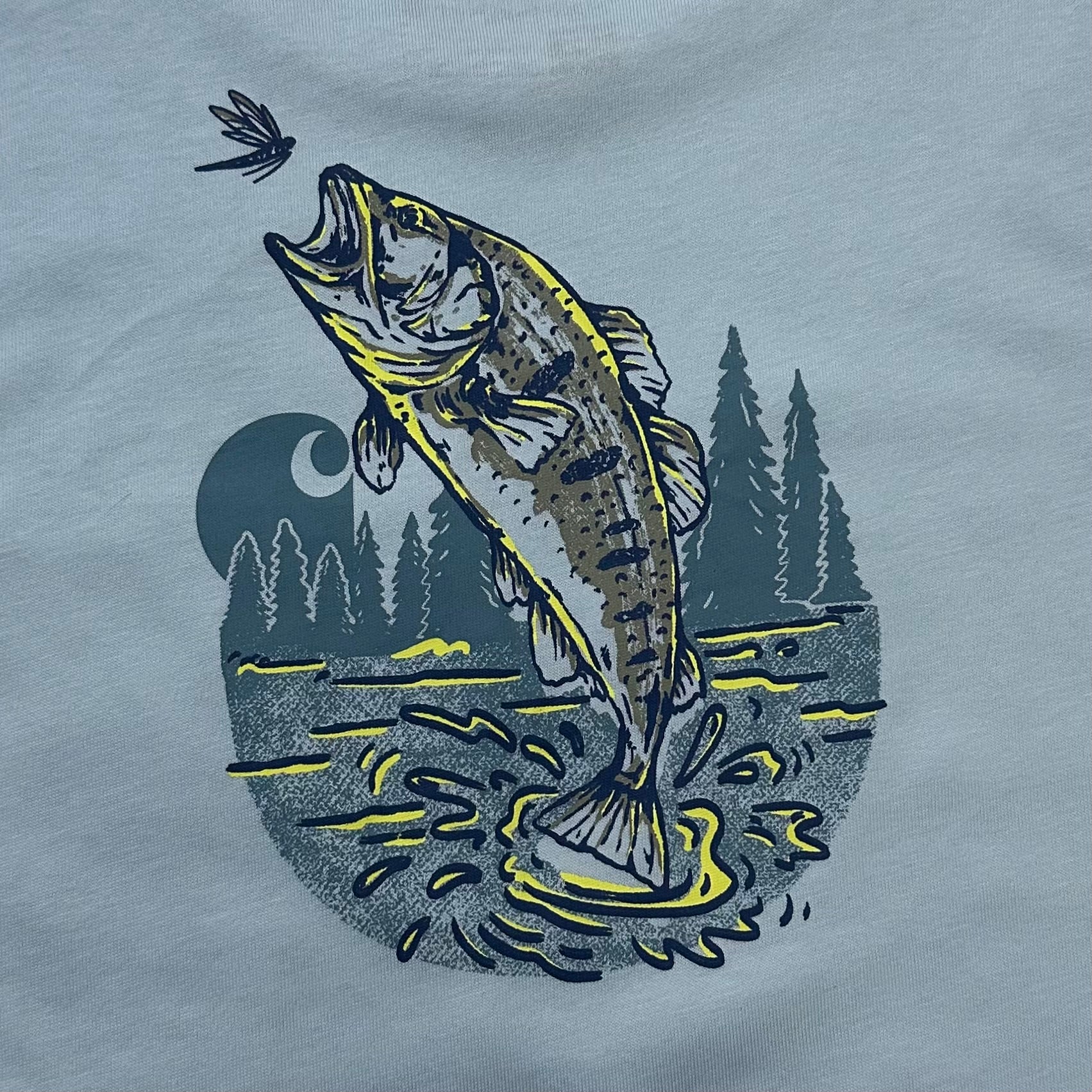BRAND NEW Carhartt Sleeveless Shirt Fish Graphic Light Blue (Fits Small-Medium)