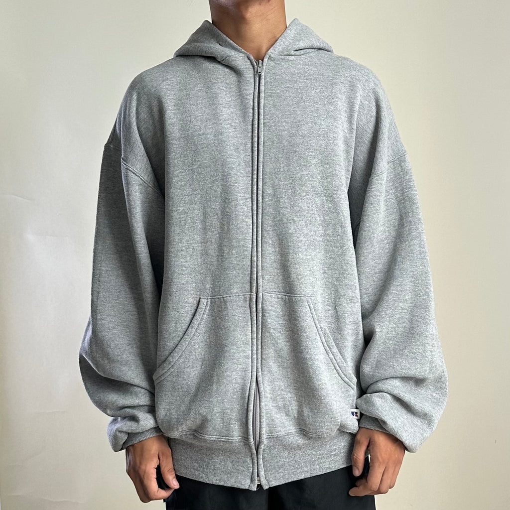Vintage 90’s Russell Athletic Full-zip Hoodie Jacket in Gray (Size Large)