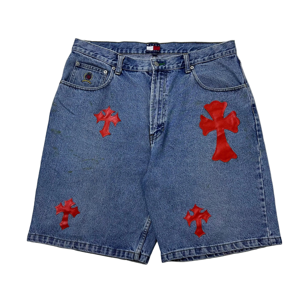 Tommy Hilfiger Denim Jorts with Customize Cross Patches (Size 38) - SOLD