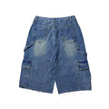 Random Cargo Long Jorts in Light Wash Blue (Size 30)