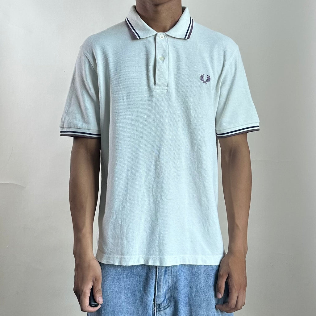 Fred Perry Twin-tipped Polo T-shirt in Chalk White (Size Medium)