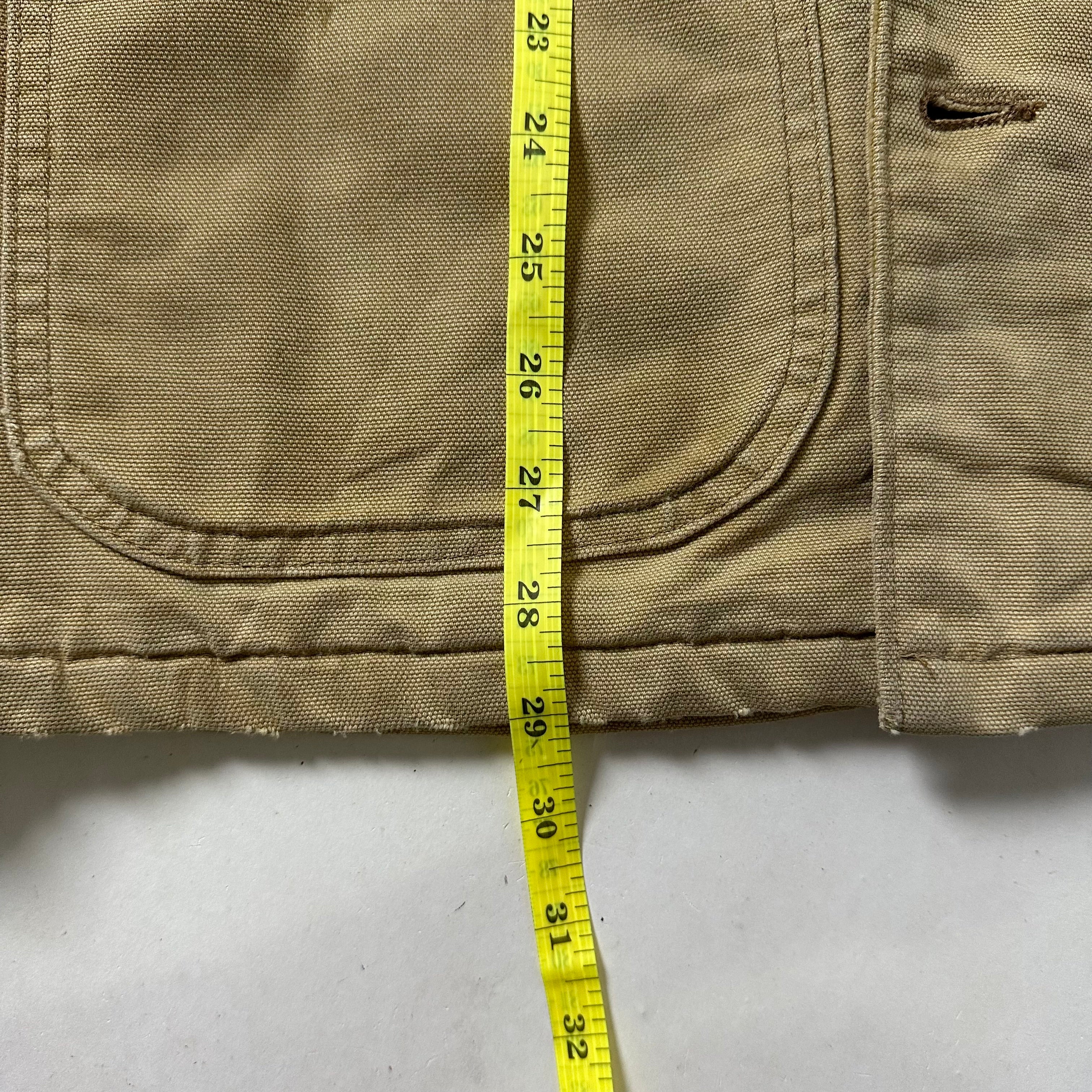 Vintage Carhartt Duck Canvas Chore Coat Jacket in Tan Brown (Size 44 Large)