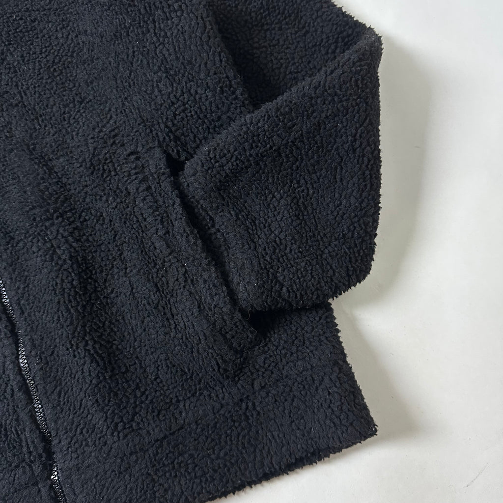 Guess Fleece Hooded Zip-up Jacket in Black (Size Medium)