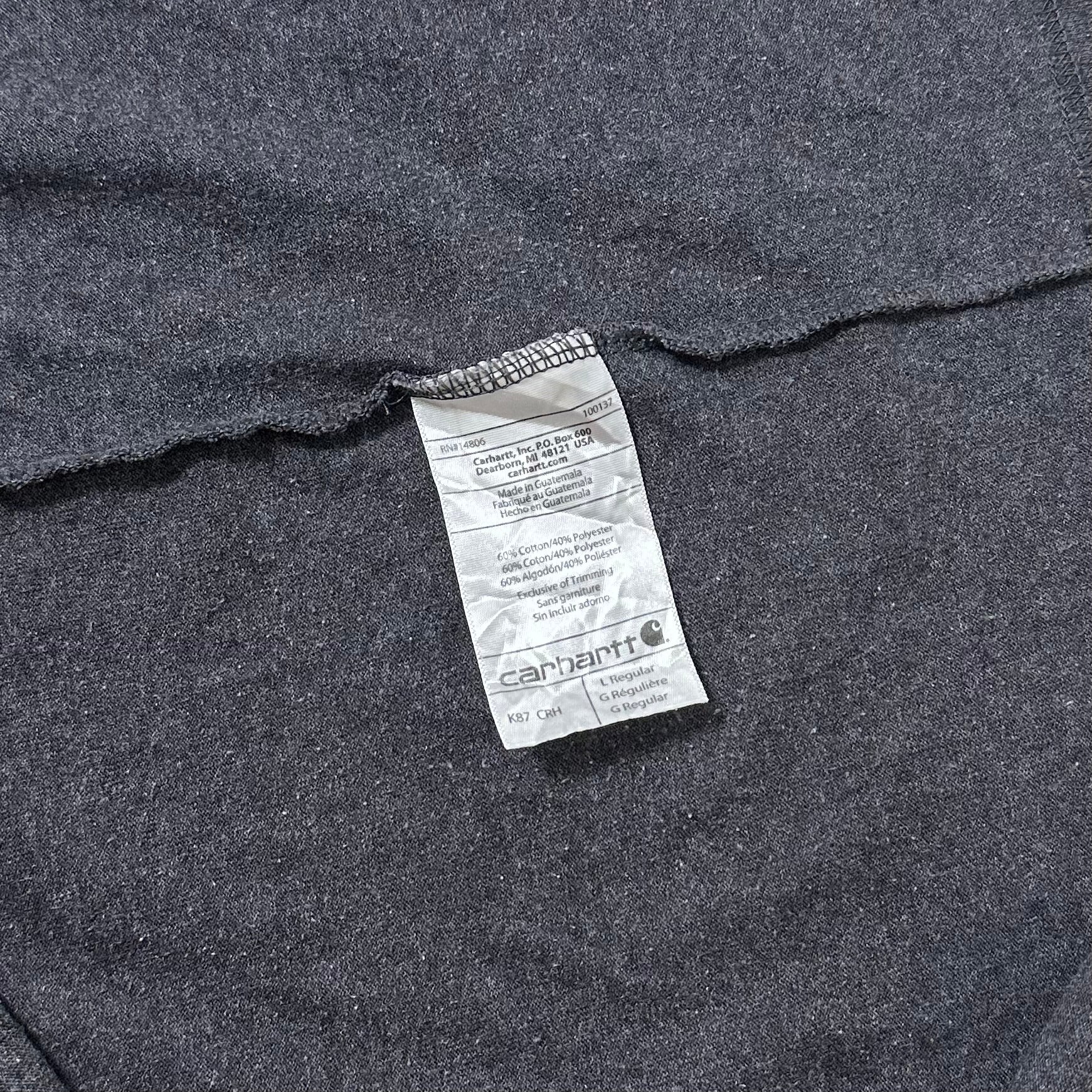 Carhartt K87 Original Fit Charcoal Gray T-shirt Size Large