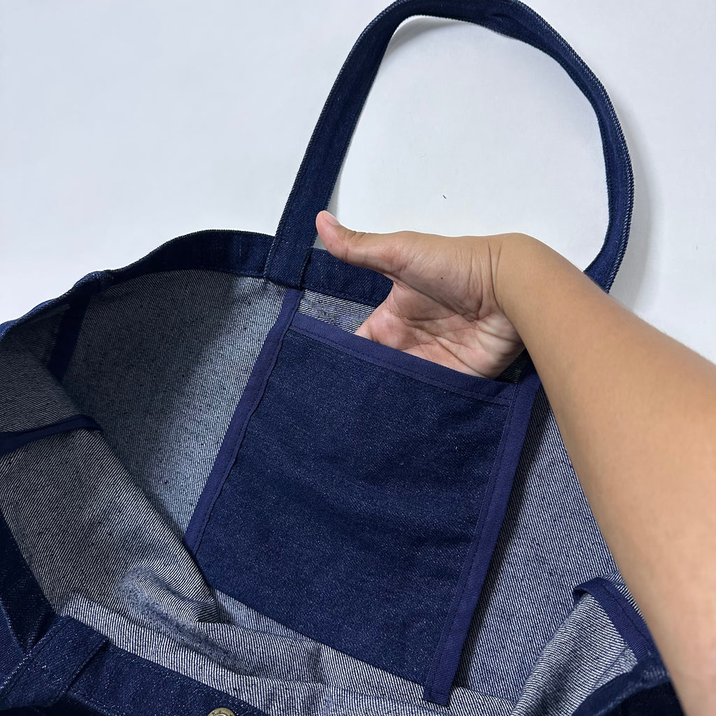 Brooklyn NYC Dark Blue Denim Tote Bag