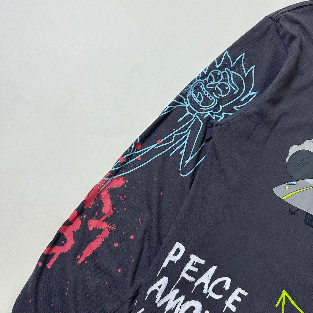 Rick and Morty Airbrush Longsleeve Graphic Shirt in Dark Gray (Size Medium)