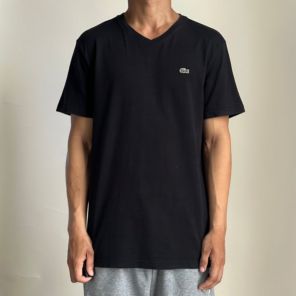 Lacoste V-neck T-shirt in Black (Size Medium)