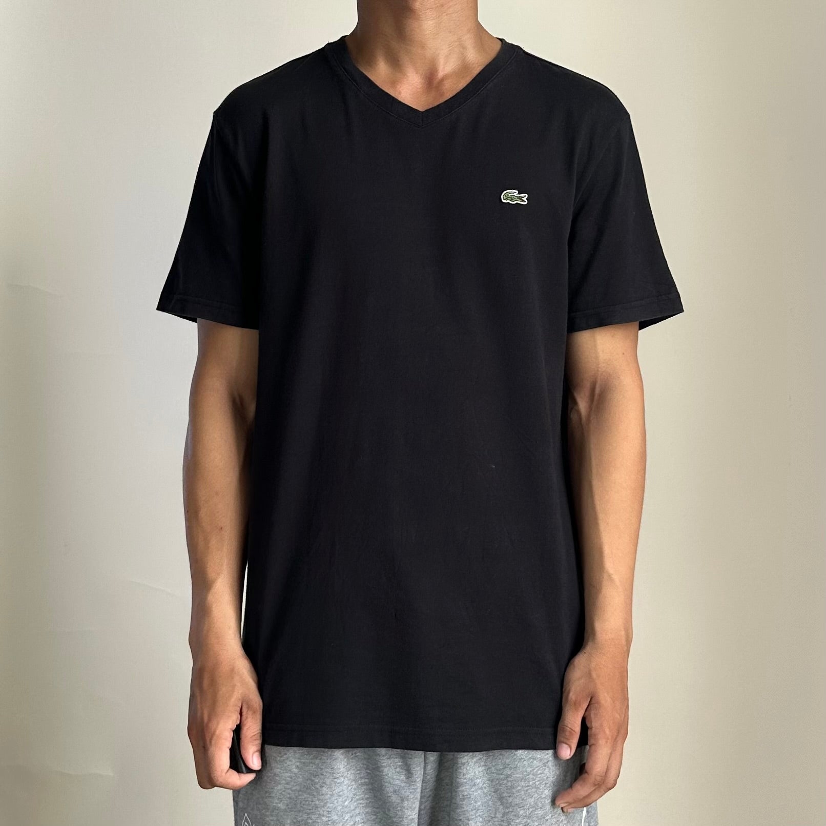 Lacoste V-neck T-shirt in Black (Size Medium)