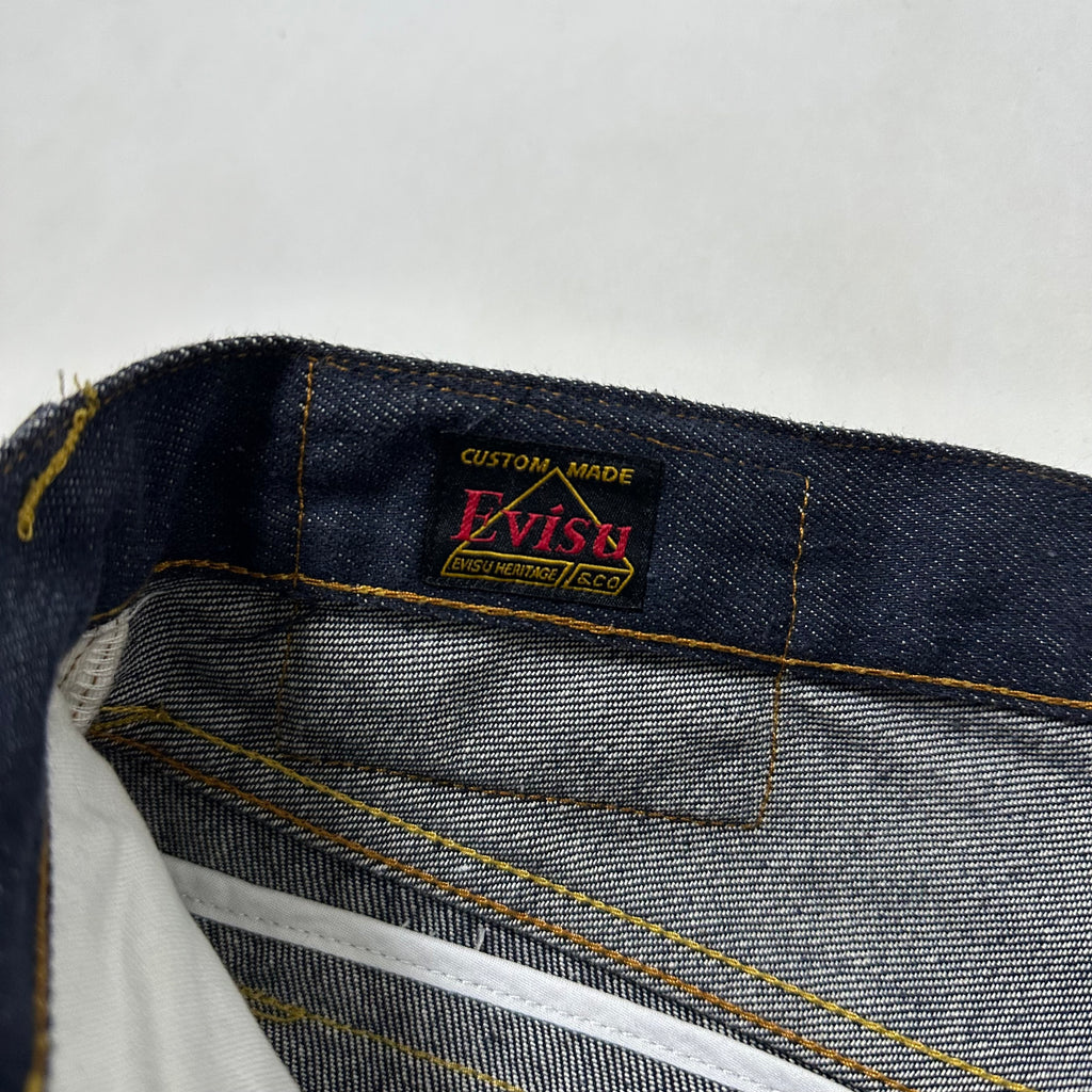 Evisu Big Daicock Striped Logo Denim Jeans with Gold “EVISU” Spell out Size 29