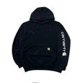 Carhartt Script Hoodie Jacket with Multiple stains in Black (Size Large)