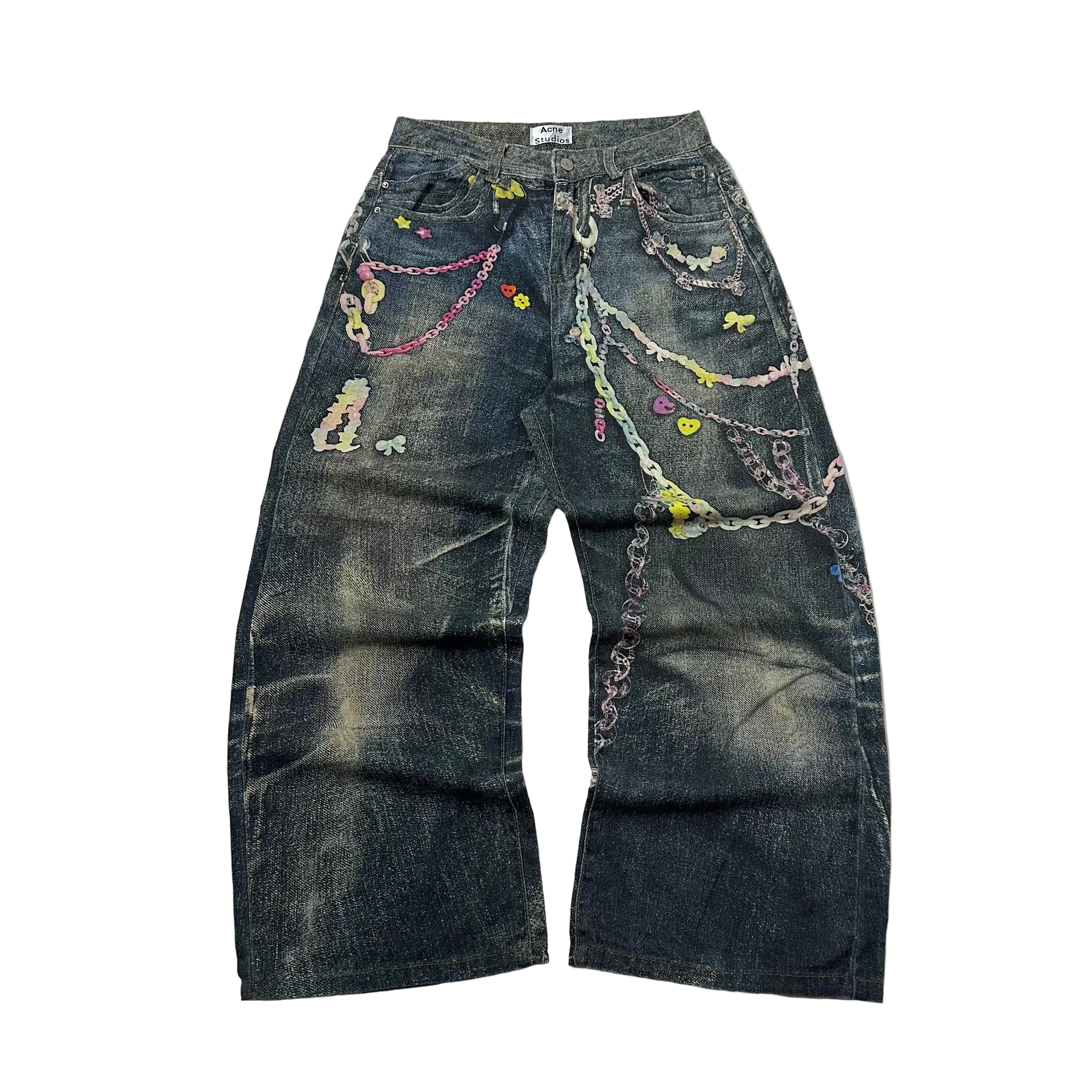 Acne Studios Loose-fit Trompe L’oeil Candy Chain Jeans (Size 30) OFF only - SOLD