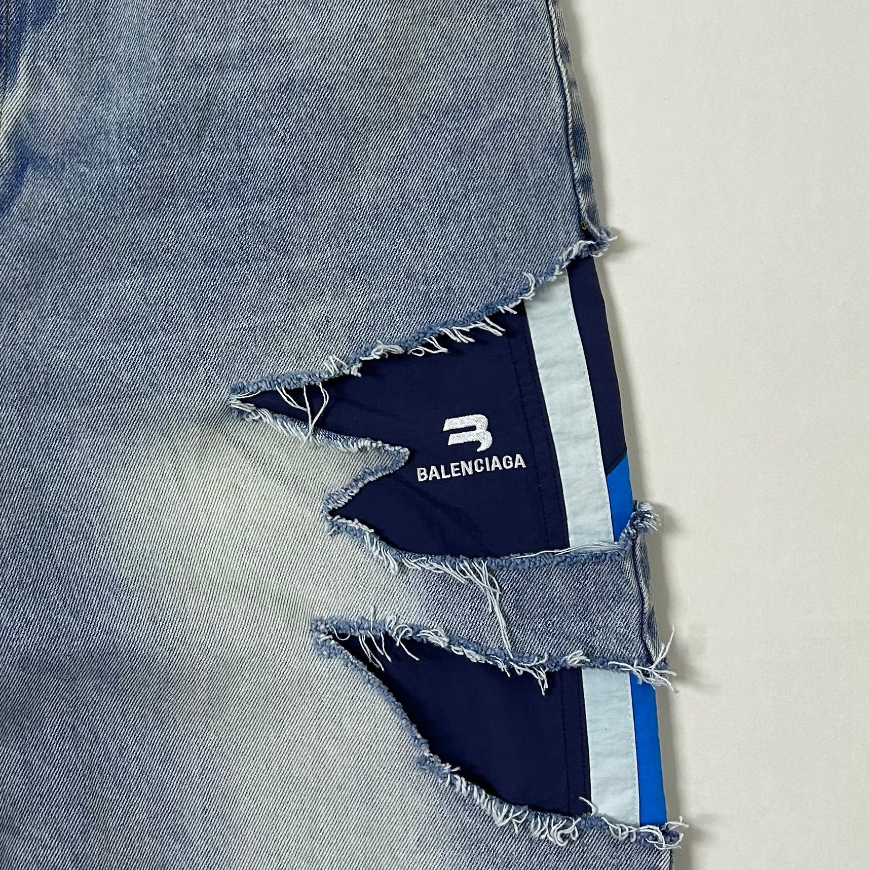 Balenciaga "Afterworld" Slashed Track pants Jeans washed denim (Size 36) OFF only - SOLD
