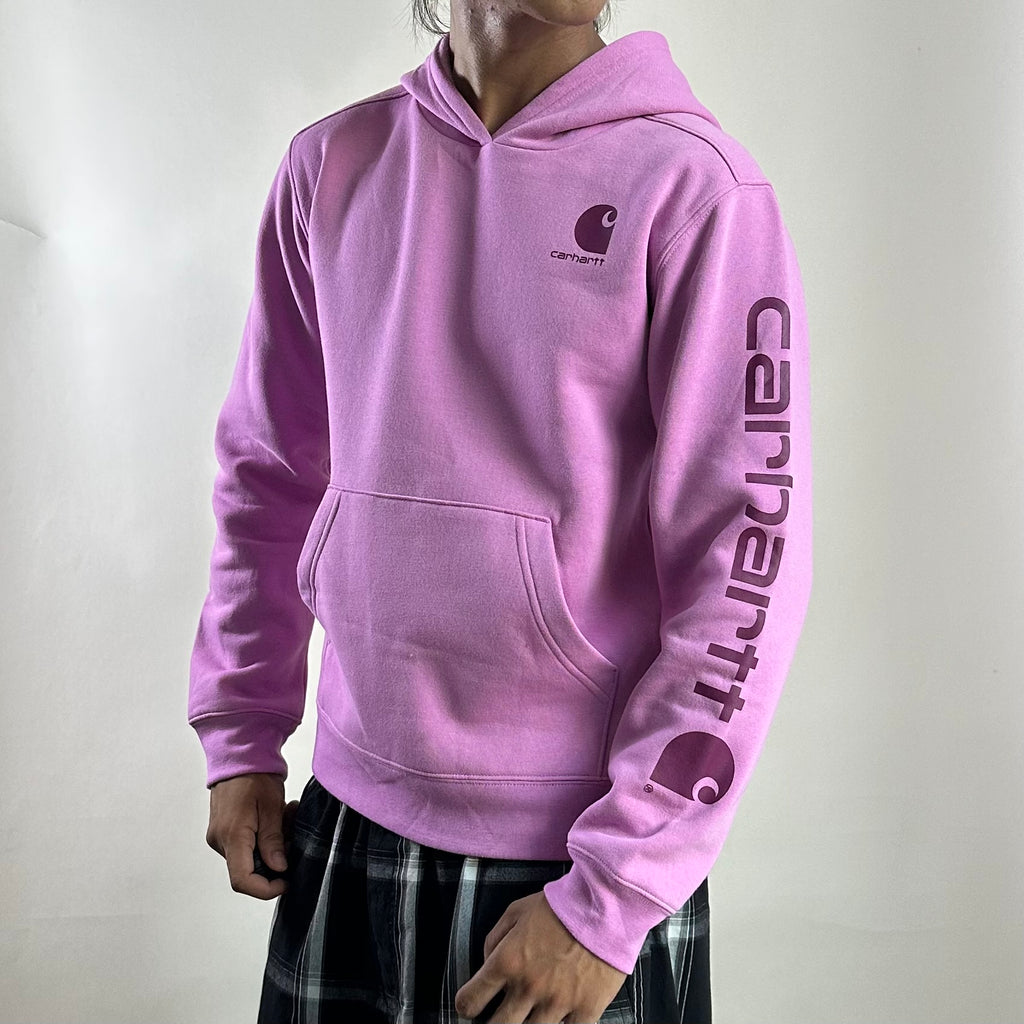 BRAND NEW Carhartt Script Hoodie Pinkish- Purple Large Youth (Fits Small Adult)