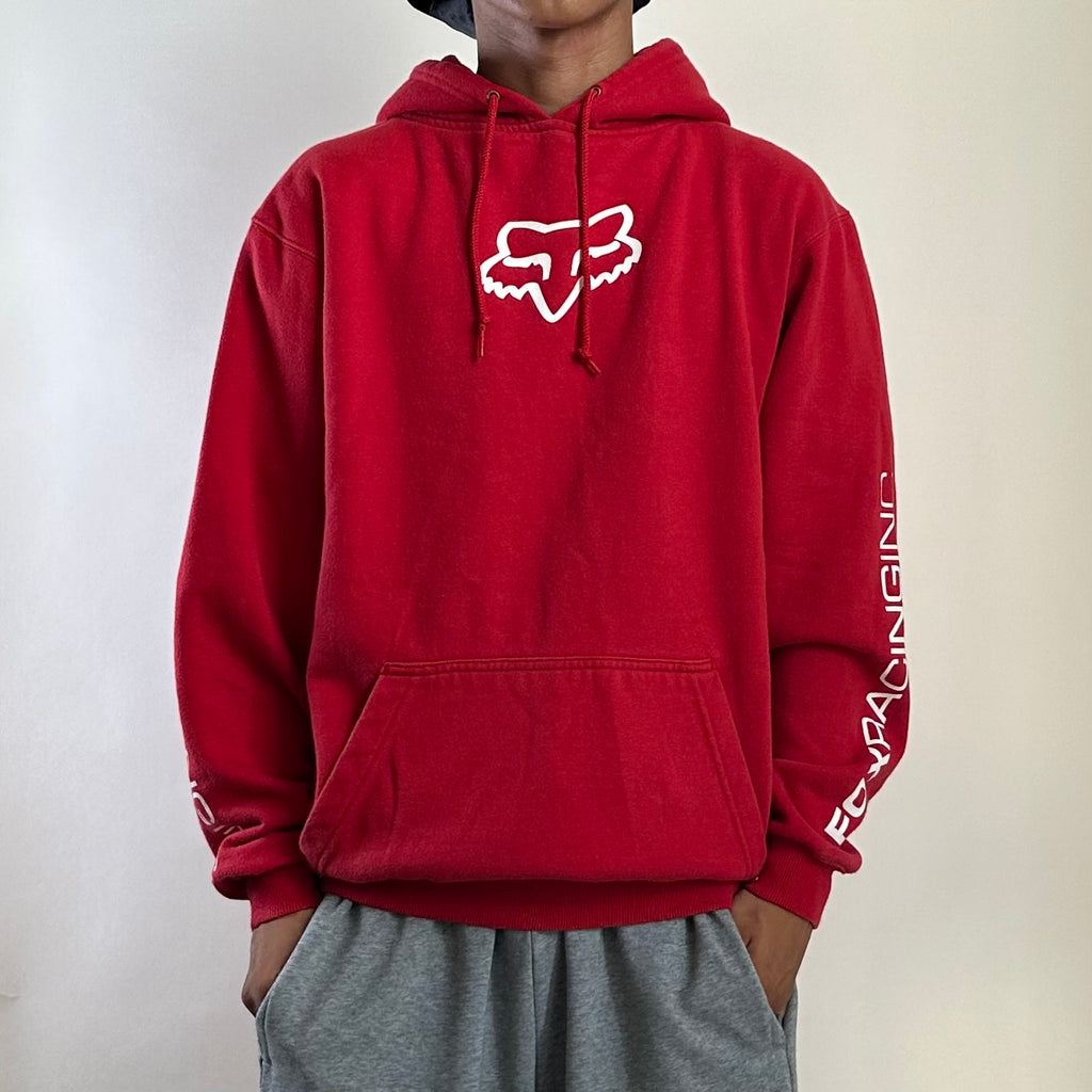Fox Racing Y2k Hoodie Jacket in Red Size Small (Best Fit Large)