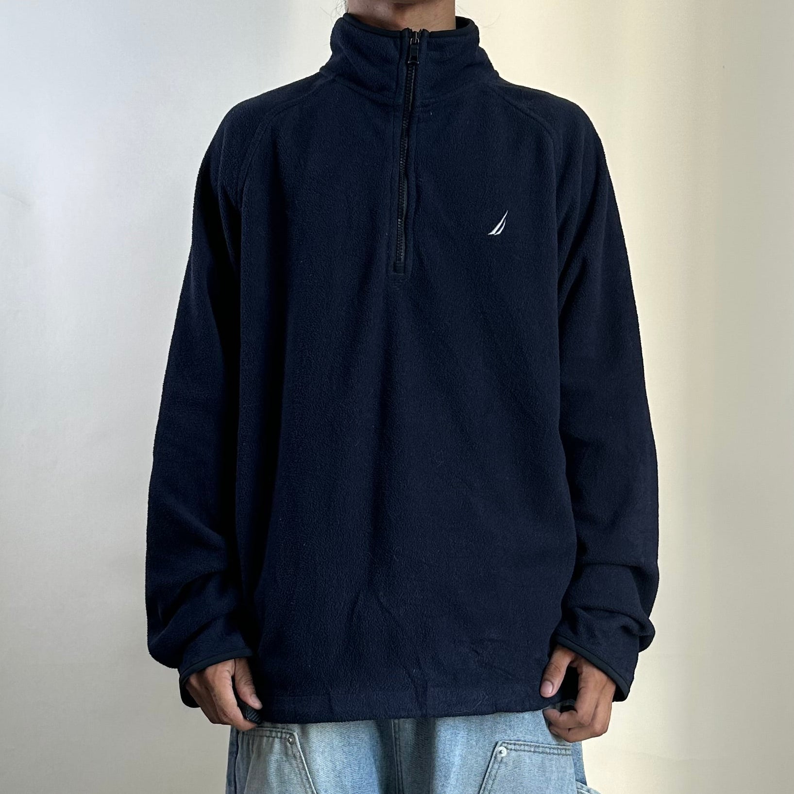 Nautica Quarter-Zip Fleece Jacket in Navy (Size Large)