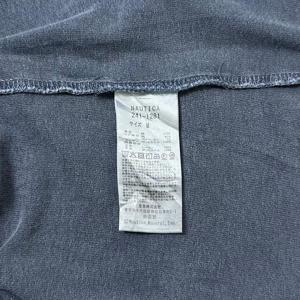 NAUTICA JAPAN Hasegawa Pigment Dyed Arch Logo T-shirt with Multiple Pin holes Size Medium Oversized