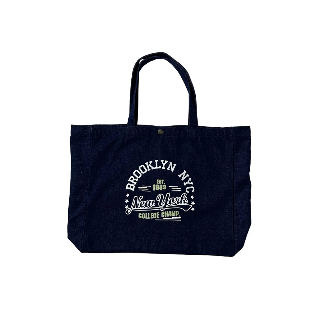 Brooklyn NYC Dark Blue Denim Tote Bag