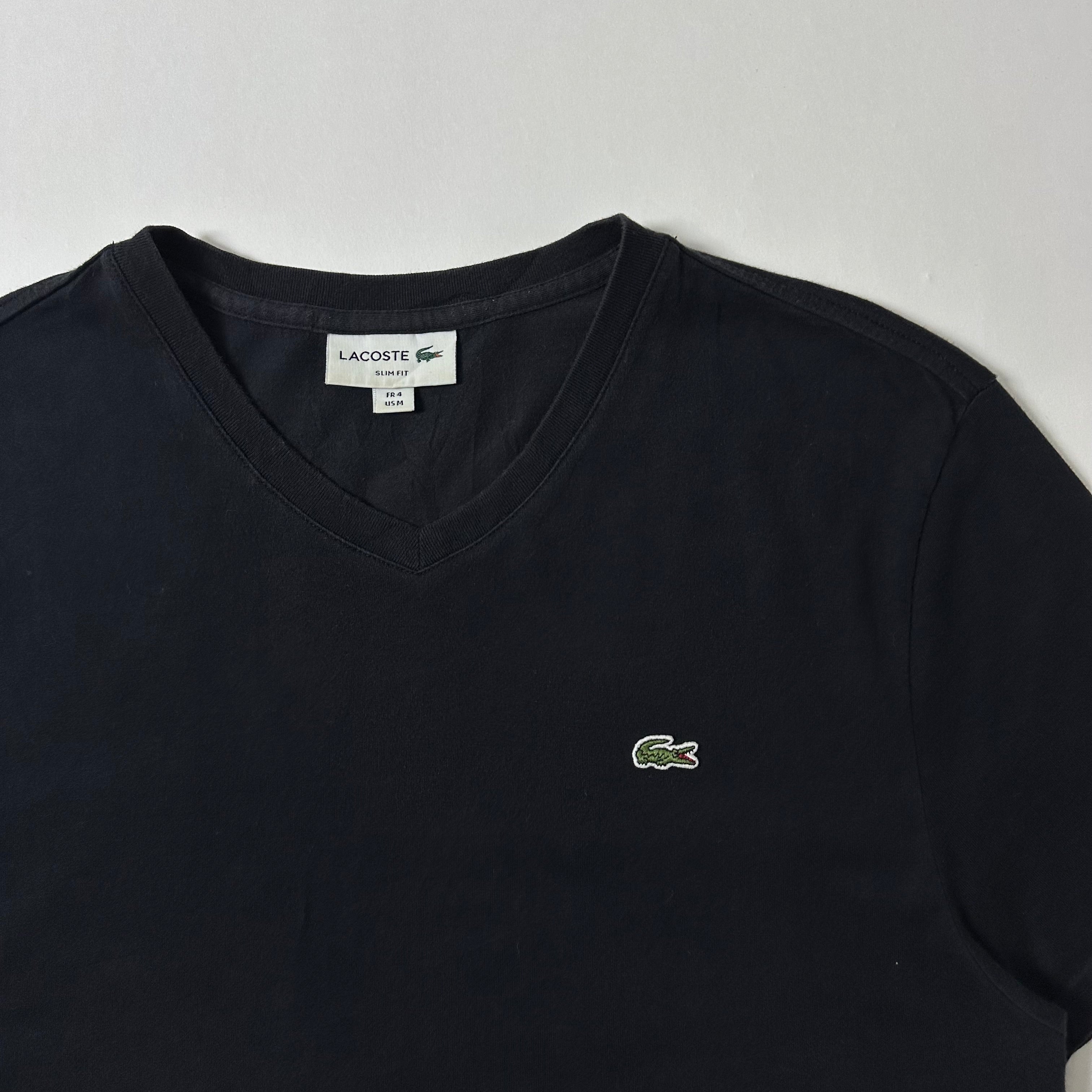 Lacoste V-neck T-shirt in Black (Size Medium)