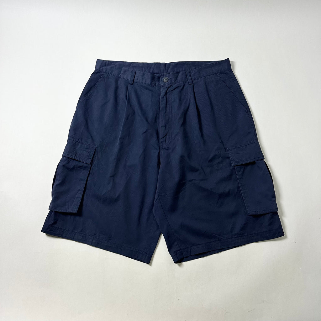 Pleated Cargo Shorts in Navy Blue (Size 36)