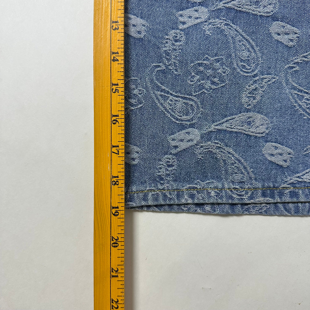 Paisley Bandana Carpenter Jorts in Light Wash Blue (Size 30-31)