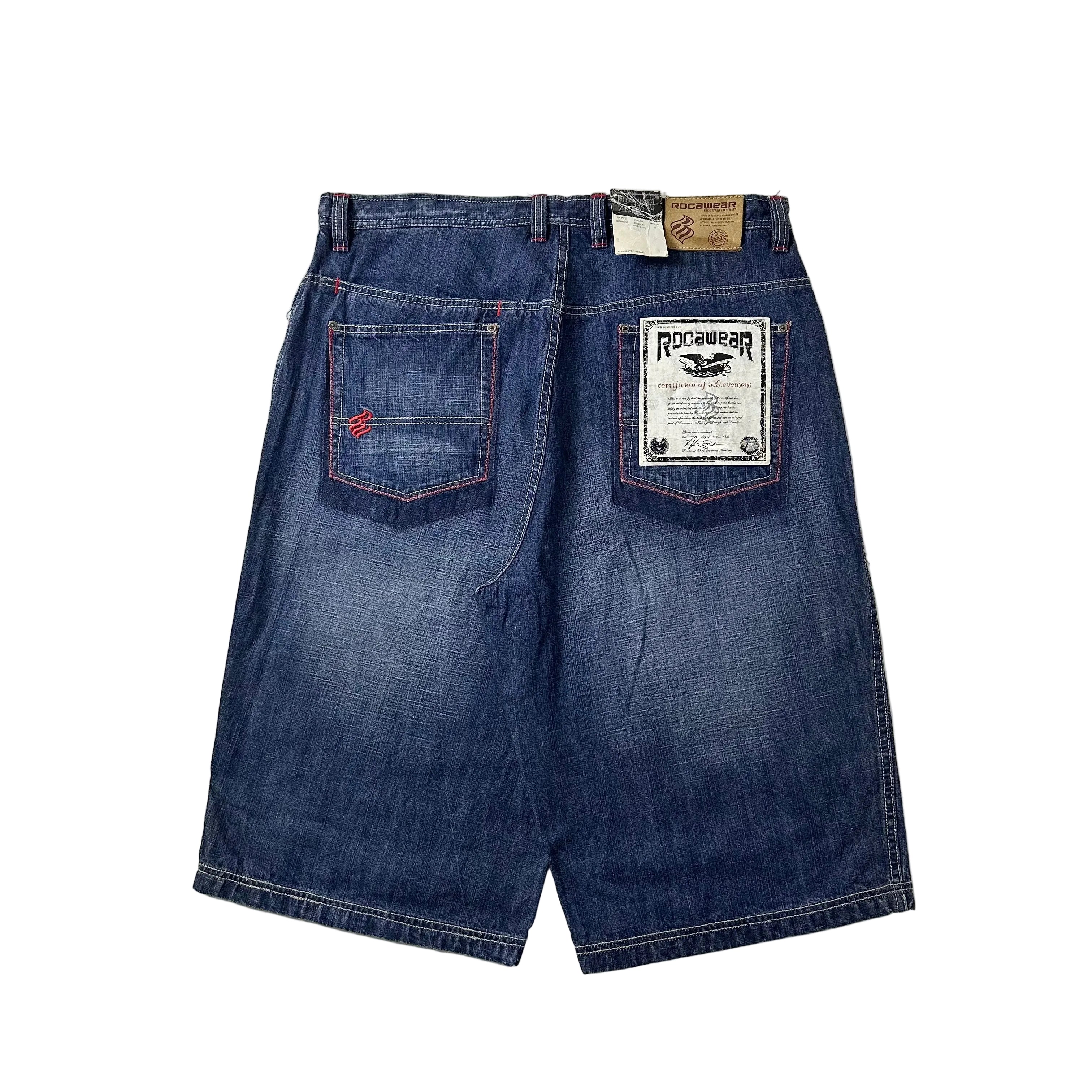 Vintage Y2K Rocawear Baggy Jorts in Indigo (Sand Blast) Deadstock (Size 38)