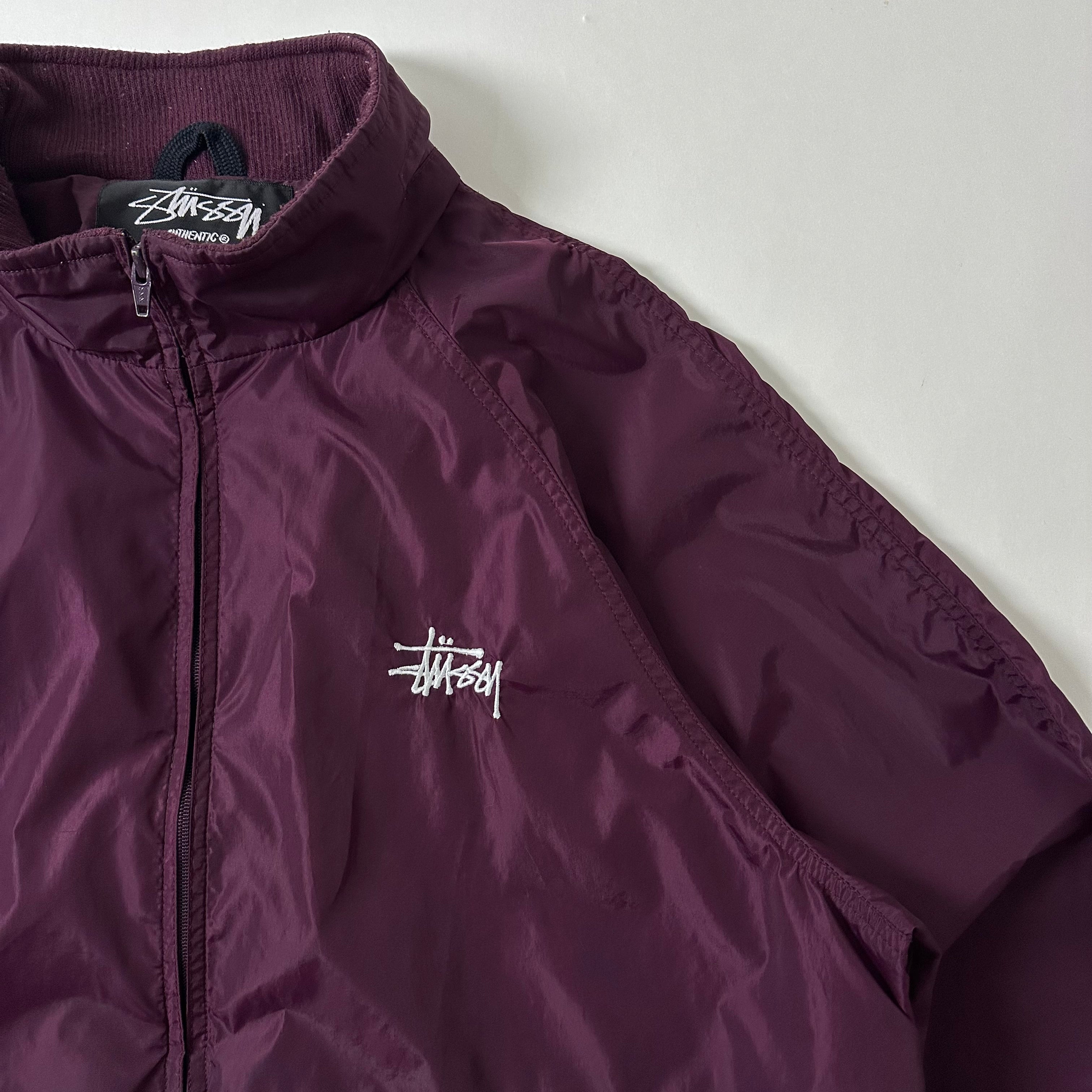Stussy Windbreaker Jacket with Packable Hood in Burgundy (Size XL)