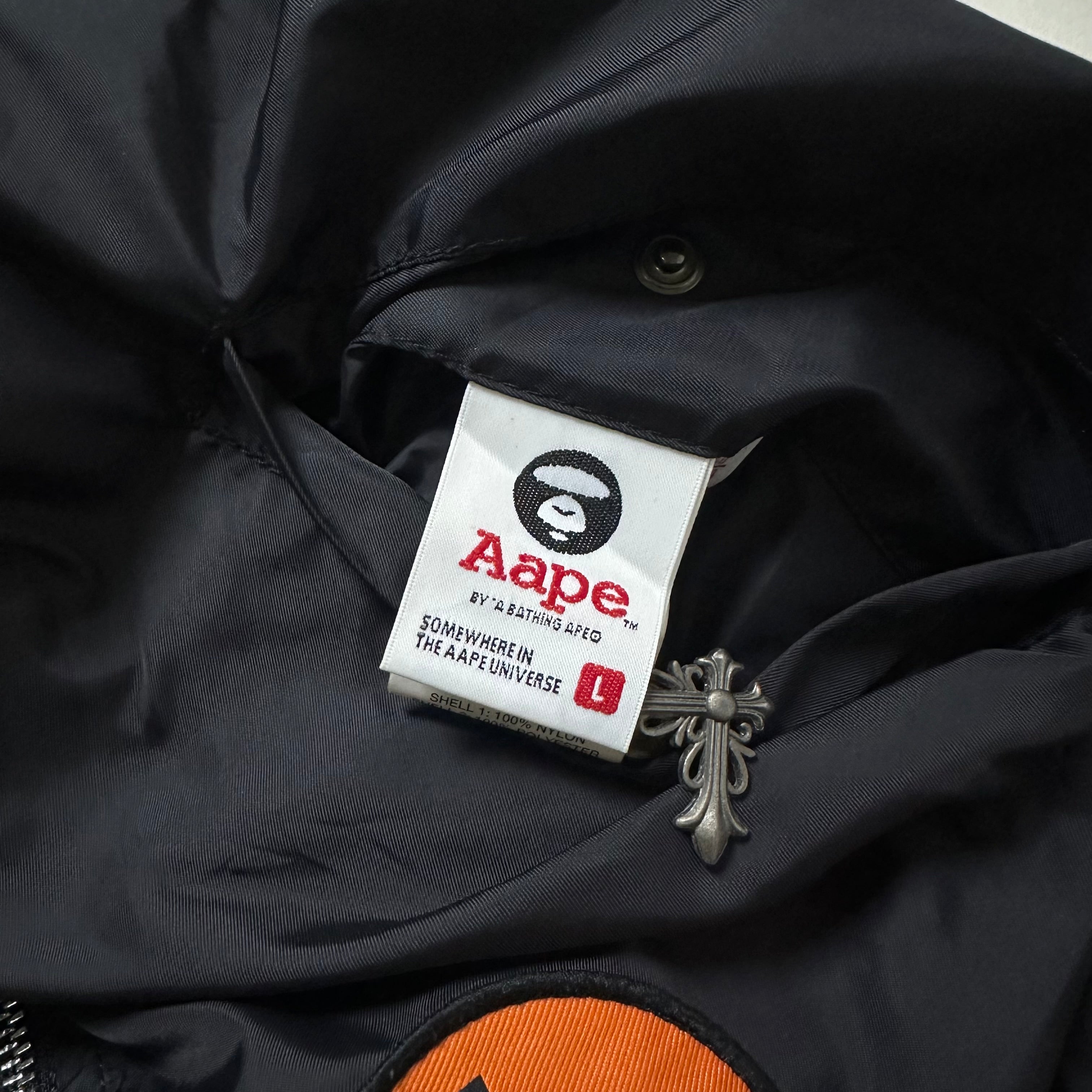 AAPE by A Bathing Ape Black Camo Reversible Bomber Jacket (Size Large)