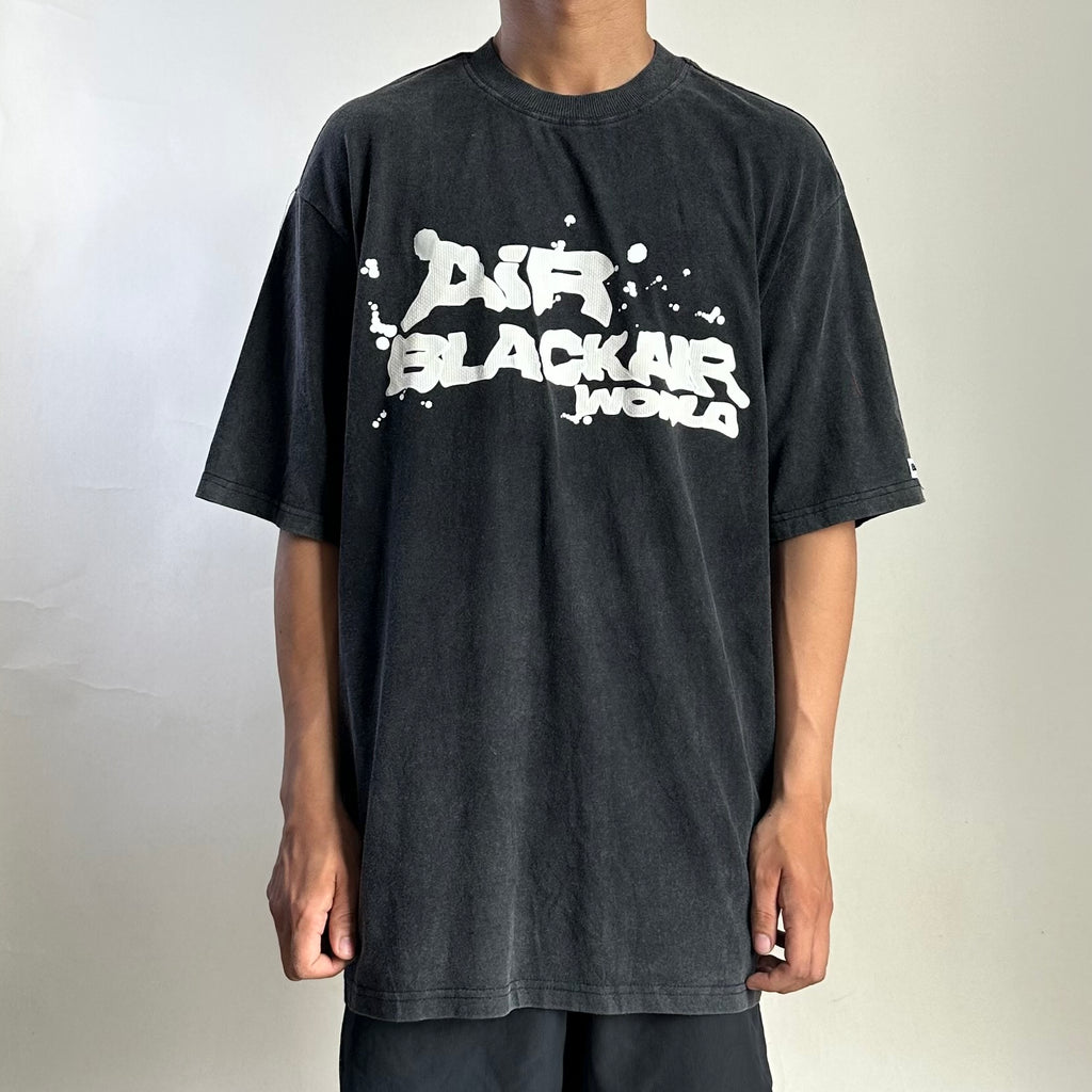 Black Air World T-Shirt in Acid Wash (Size Large)