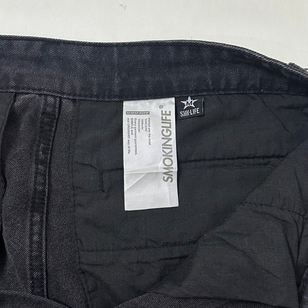 SMOKING-LIFE Cargo Pants in Acid Wash Black Size (32-33)