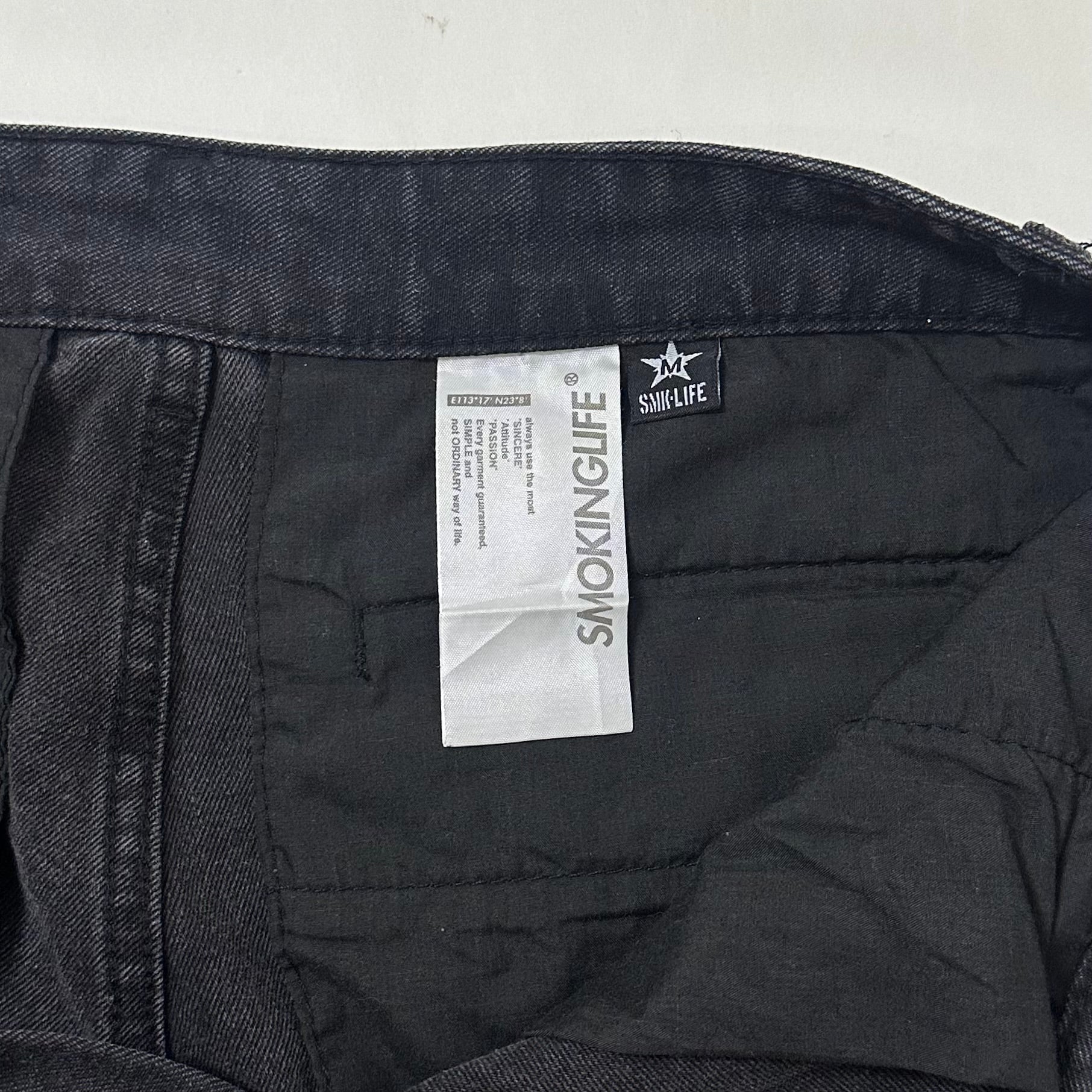 SMOKING-LIFE Cargo Pants in Acid Wash Black Size (32-33)