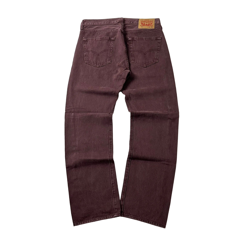 Levi’s 501 Original Fit Jeans Button Fly in Bitter Chocolate/Burgundy Maroon (Size 32)