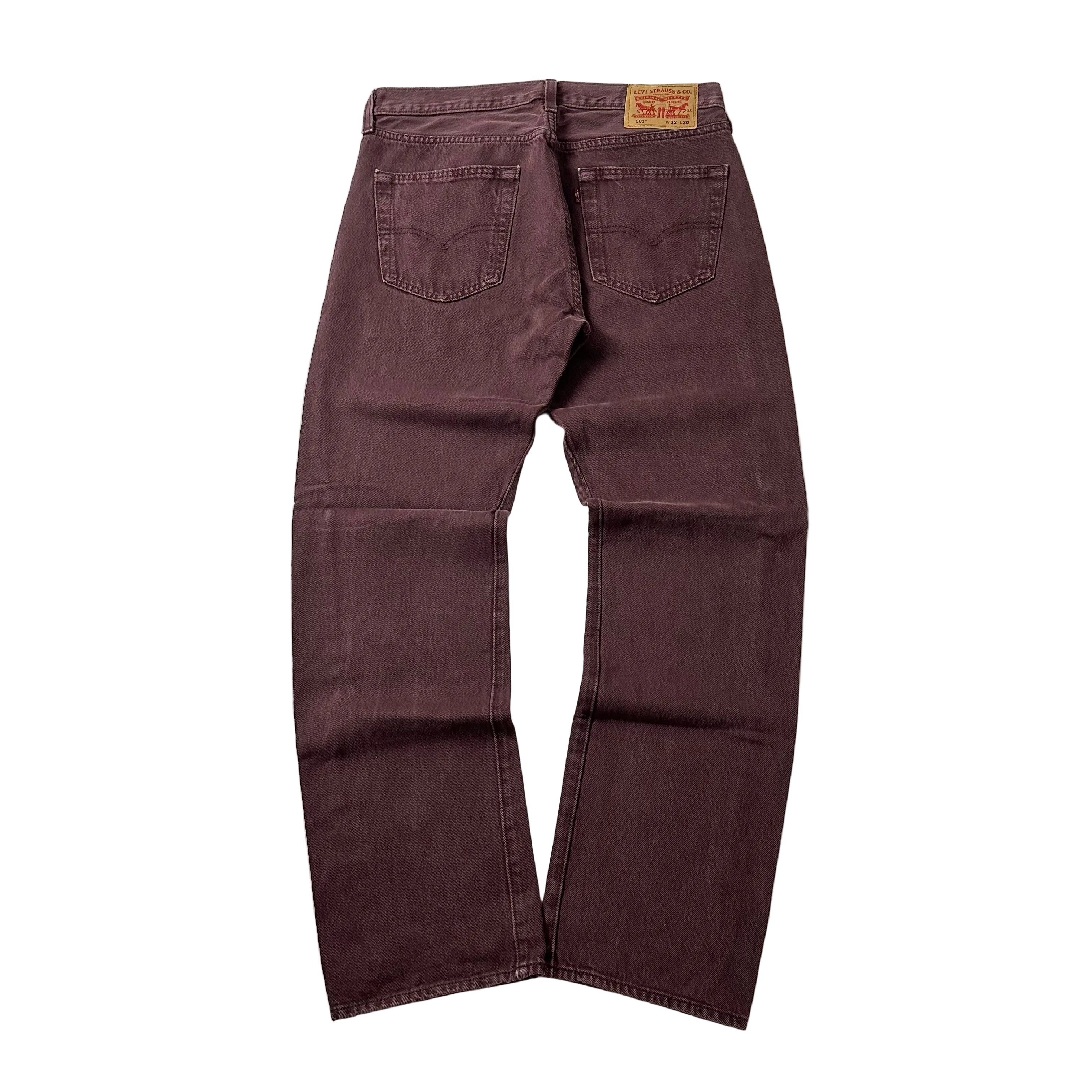 Levi’s 501 Original Fit Jeans Button Fly in Bitter Chocolate/Burgundy Maroon (Size 32)