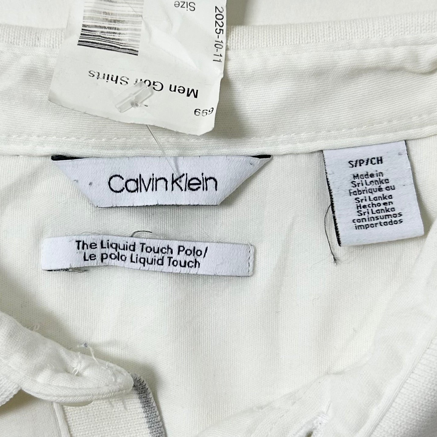Calvin Klein Liquid Touch Polo T-shirt in White Size Small (Fits Medium)
