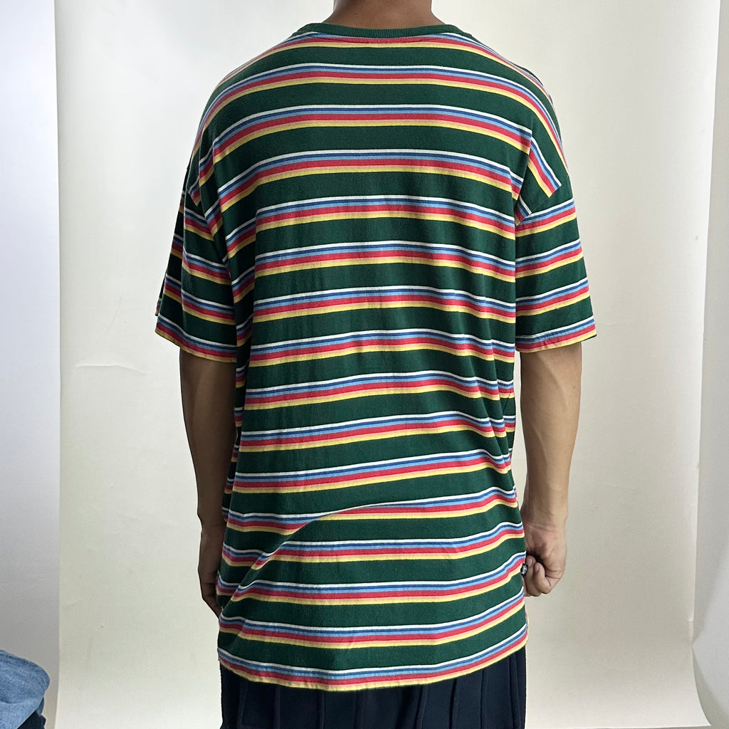 Stüssy Designs Laguna Beach CA T-shirt in Stripes Pattern Size Small Oversized (Fits Large)