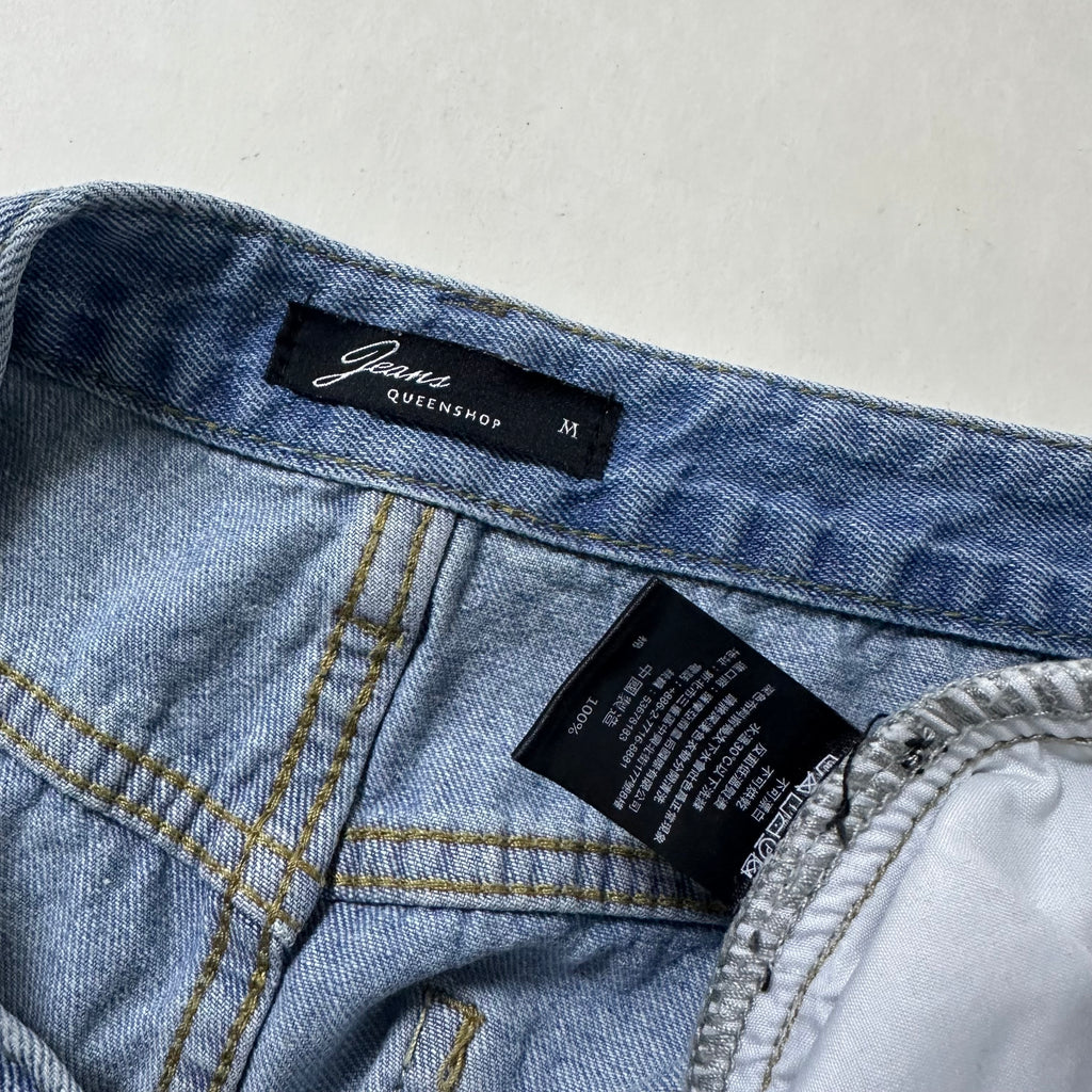 QueenShop Baggy Cargo Long Jorts Light Wash (Size 30)