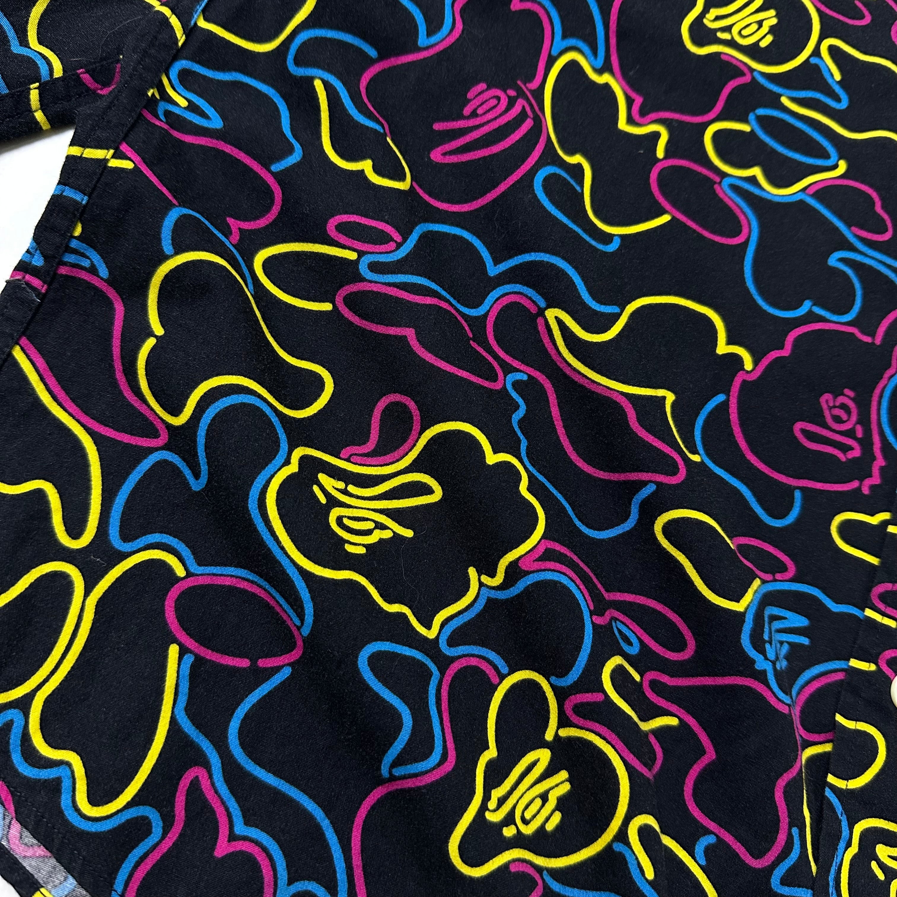 BAPE OG Neon Camo Button-Down Long sleeve Shirt in Black (Best Fit Large)