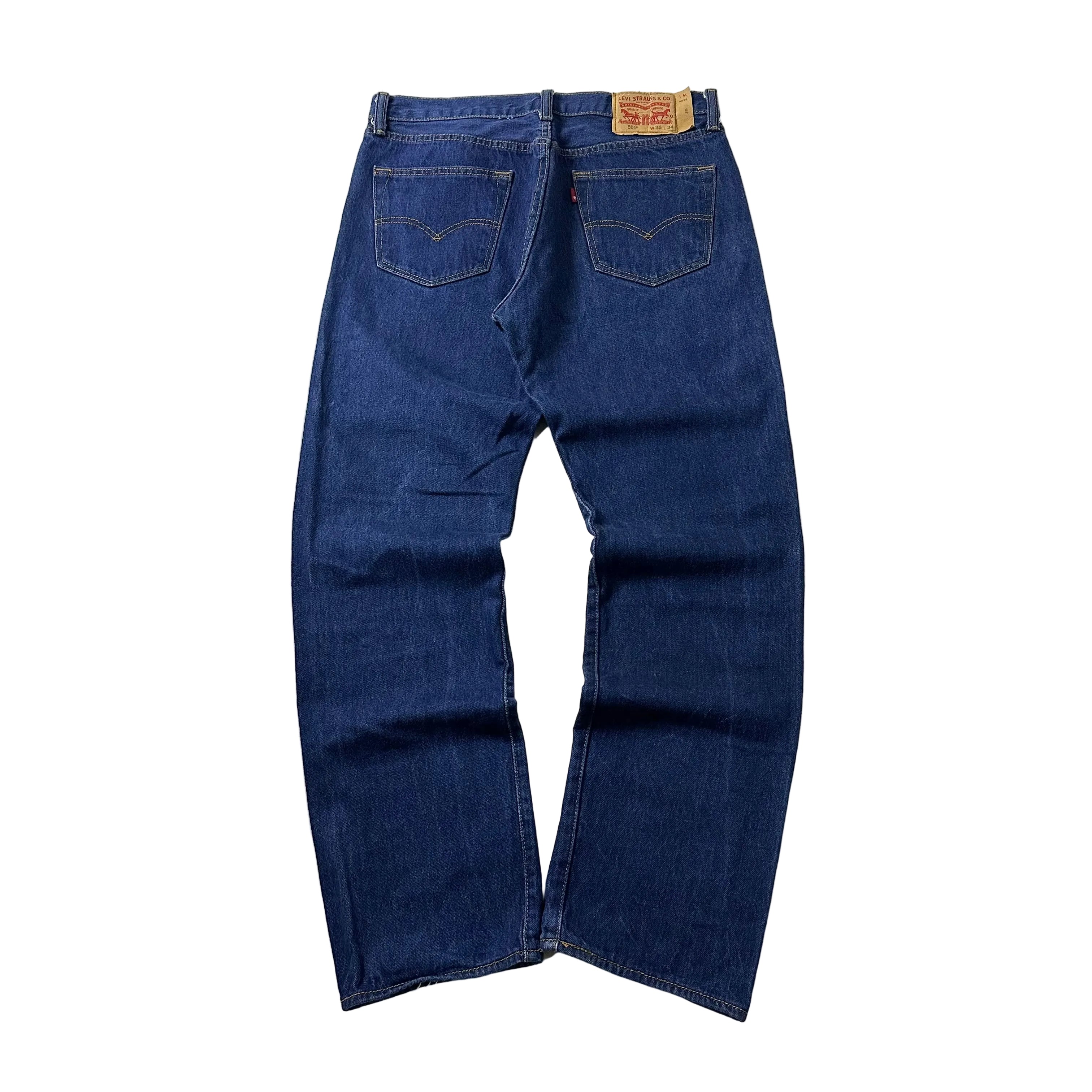 Levi’s 501 Original Fit Jeans Extended Patch in Classic Indigo Dark Wash STF (Size 34-35)