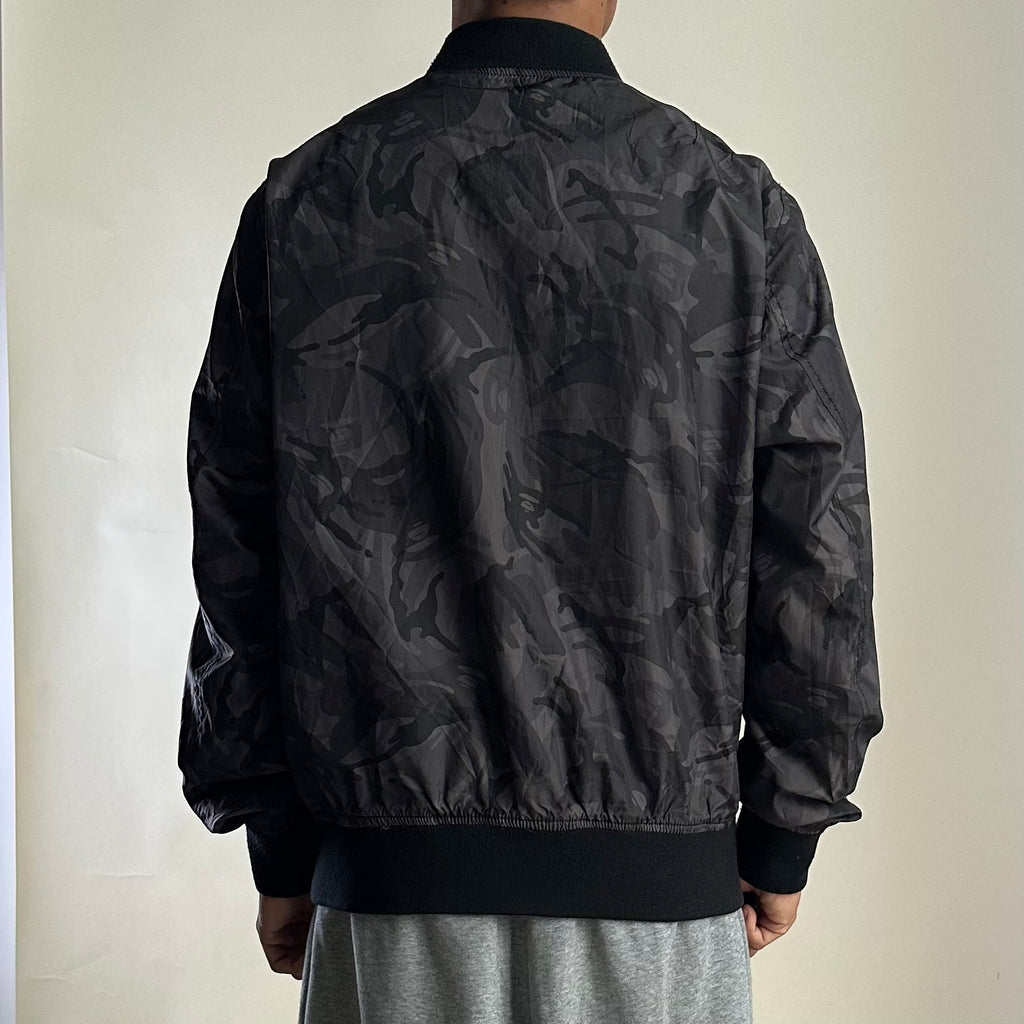 AAPE by A Bathing Ape Black Camo Reversible Bomber Jacket (Size Large)