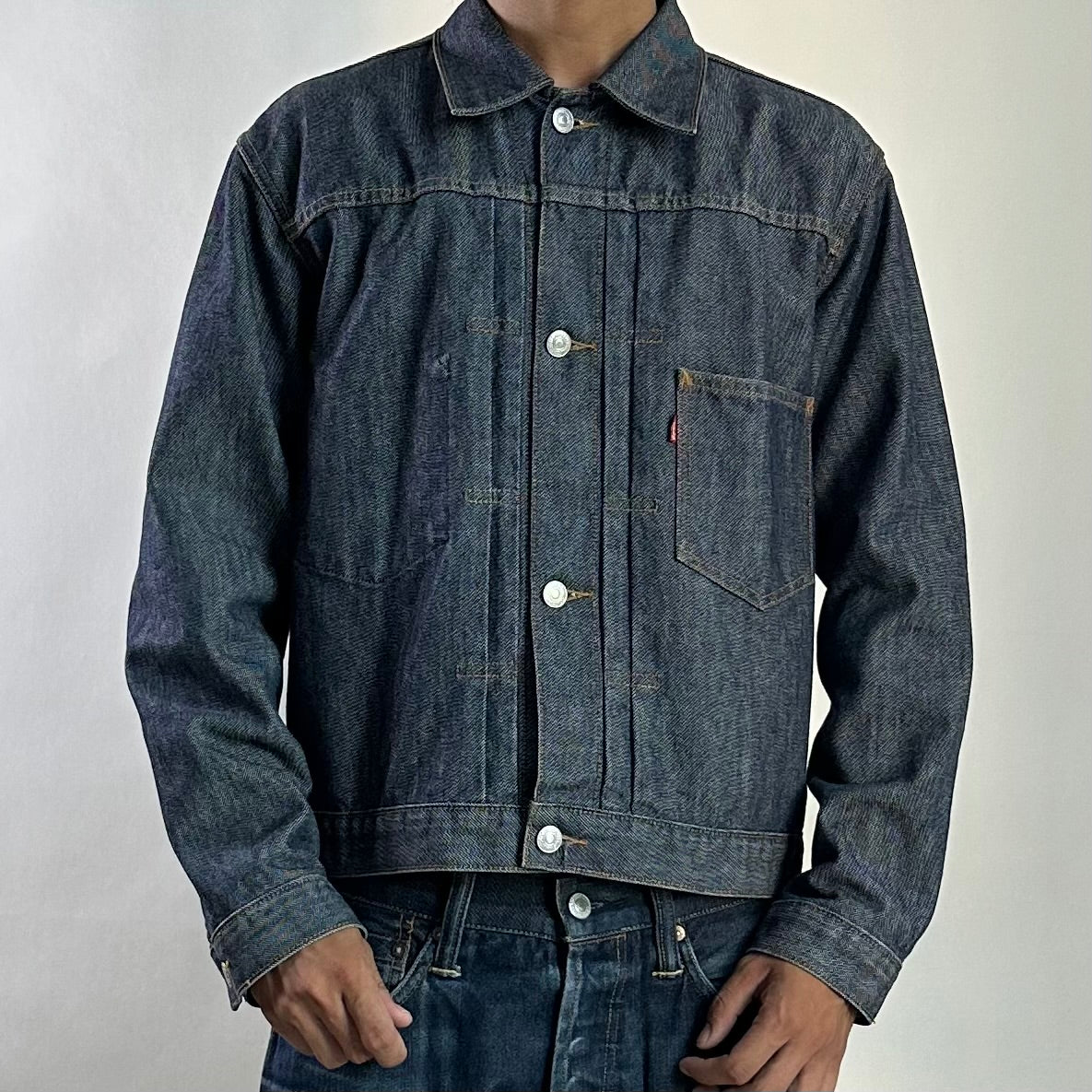 Levi's Vintage Clothing Type I denim jacket, designed as a reproduction of the rare 1944 wartime model Size Medium