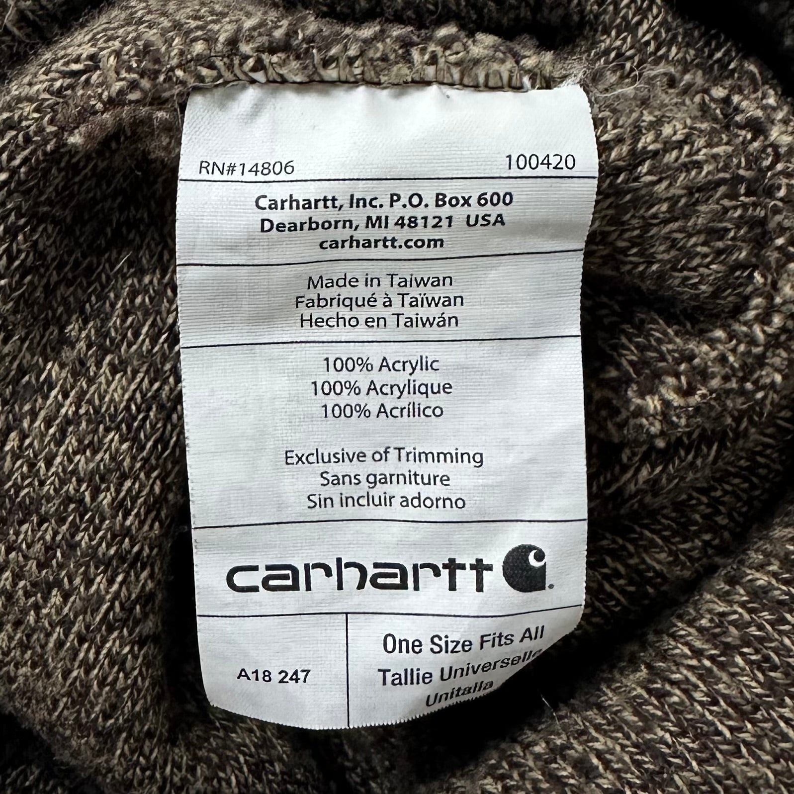 Carhartt Acrylic Knit Beanie in Brown Sandstone (One Size) — SOLD