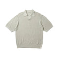 GU Mesh Knit Open Collar Polo T-shirt in Cream Size Medium