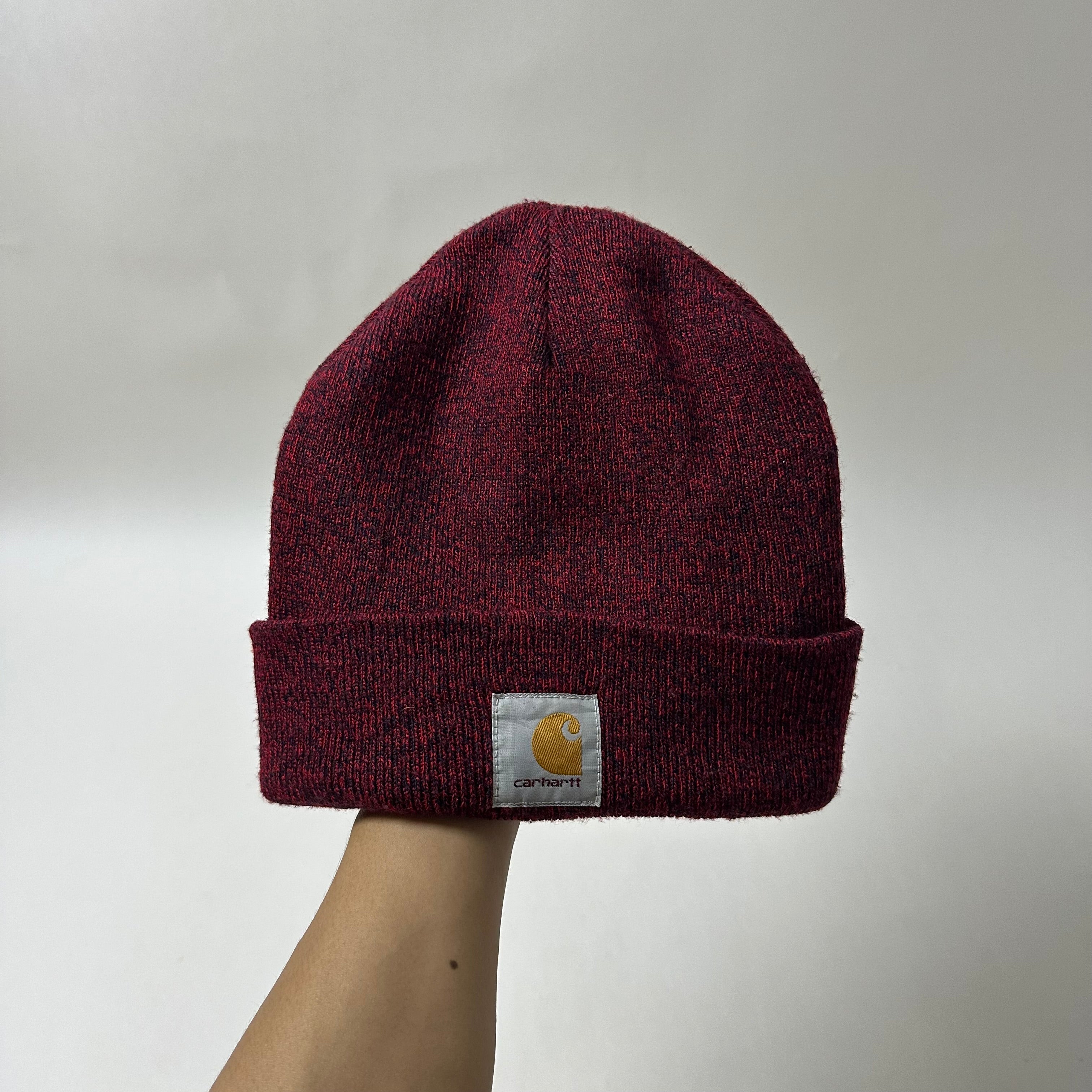 Carhartt Acrylic Knit Beanie Hat in Marled Red and Navy (One Size)