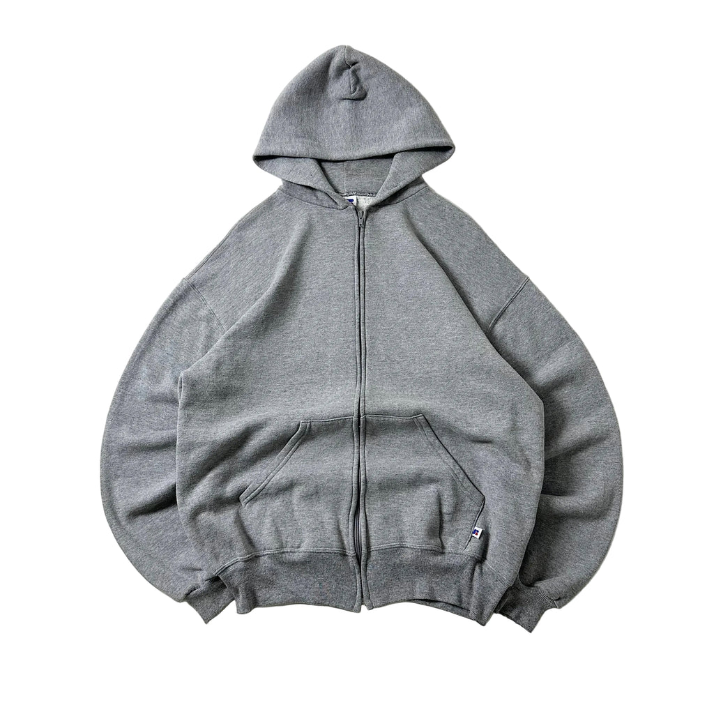 Vintage 90’s Russell Athletic Full-zip Hoodie Jacket in Gray (Size Large)